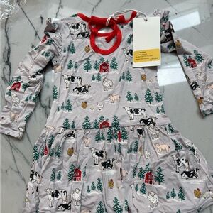 Charming Farm Print Kids Dress with headband